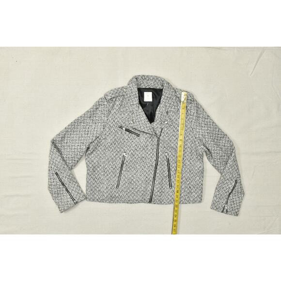 Gap Design & Crafted Women's Tweed Moto Jacket Regular Size XXL Black White NEW - Picture 3 of 8